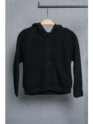 Şipşirin Kız ve Erkek Çocuklar Için Siyah Triko Kapüşonlu Sweatshirt – Rahat ve Şık Günlük Giyim