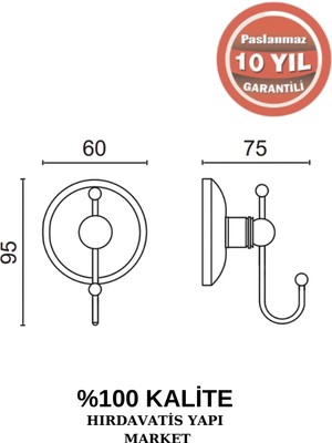 Çelik Banyo Paslanmaz Pirinç Bella Çıkmalı Tekli Askılık