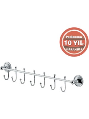 Çelik Banyo Paslanmaz Pirinç Bella Çıkmalı Kanca Yedili Askılık