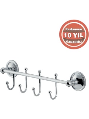 Çelik Banyo Paslanmaz Pirinç Bella Çıkmalı Kanca Dörtlü Askılık