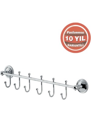 Çelik Banyo Paslanmaz Pirinç Bella Çıkmalı Kanca Altılı Askılık