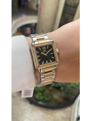 Ferro Quartz Çelik Altın/gri Siyah Kadran 28 mm Kadın Kol Saati