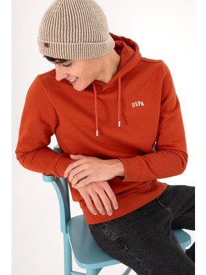 U.S. Polo Assn. Erkek Kapüşonlu Kiremit Basic Şardonlu Sweatshirt 50295176-VR031