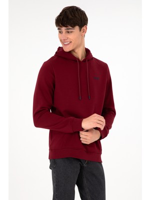 U.S. Polo Assn. Erkek Kapüşonlu Bordo Basic Şardonlu Sweatshirt 50295176-VR014