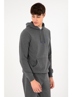 U.S. Polo Assn. Erkek Kapüşonlu Antrasit Melanj Basic Şardonlu Sweatshirt 50295176-VR081