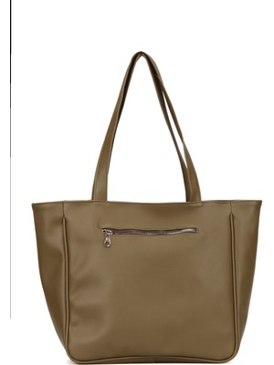 Newish Kadın Haki Deri Justen El ve Omuz Çantası new275