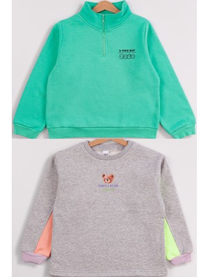 Harika Kids Kız Çocuk Orta Kalınlıkta Baskılı 2'li Paket Sweatshirt