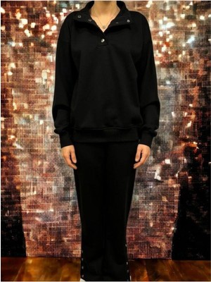 Kadın Yakası ve Paçaları Çıtçıt Detaylı Eşofman Takım