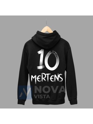 Dries Mertens Yazılı Futbol 10 Numara Forma Baskılı Unisex Siyah Gri Fermuarlı Ceket