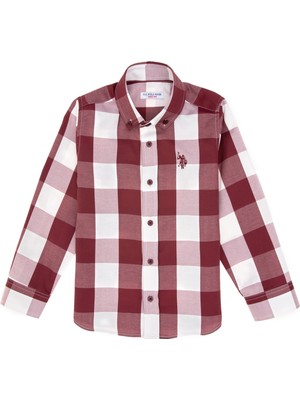 U.S. Polo Assn. Erkek Çocuk Bordo Ekose Uzun Kollu Gömlek 50297395-VR014
