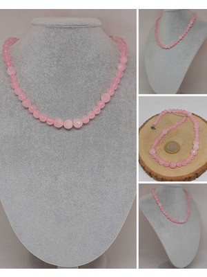 Yaşam Tohumu Parlayan Yıldızlar Serisi Pembe Kuvars Taşı Tasarım Kolye