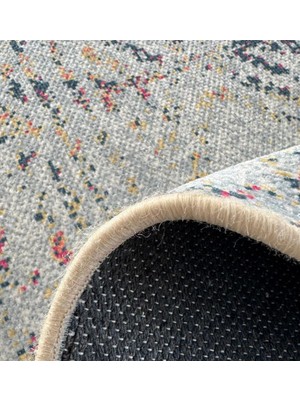 Carpettex Modern Şönil Dokuma Eskitme Iskandinav Desenli Gri Karma Tonlarda Halı