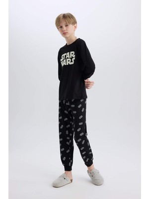 DeFacto Erkek Çocuk Star Wars Pijama Takımı Bisiklet Yaka Uzun Kollu Üst Uzun Alt D8572A824WN