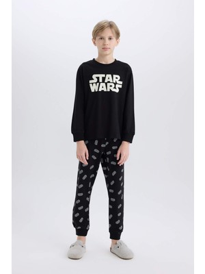 DeFacto Erkek Çocuk Star Wars Pijama Takımı Bisiklet Yaka Uzun Kollu Üst Uzun Alt D8572A824WN