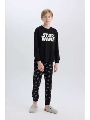 DeFacto Erkek Çocuk Star Wars Pijama Takımı Bisiklet Yaka Uzun Kollu Üst Uzun Alt D8572A824WN