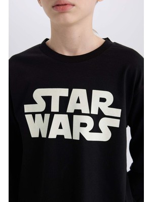 DeFacto Erkek Çocuk Star Wars Pijama Takımı Bisiklet Yaka Uzun Kollu Üst Uzun Alt D8572A824WN