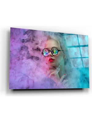 Marsilyan Kadın ve Duman  Cam Tablo | Hediyelik, Dekoratif, Ofis, Mutfak