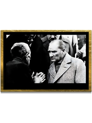 Marsilyan Yapay Zeka ile Yenilenmiş Atatürk Fotoğrafları Siyah Beyaz Cam Tablo, 3D Dekoratif Baskı 76