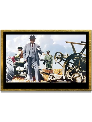 Marsilyan Yapay Zeka ile Yenilenmiş Atatürk Fotoğrafları Siyah Beyaz Cam Tablo, 3D Dekoratif Baskı 647