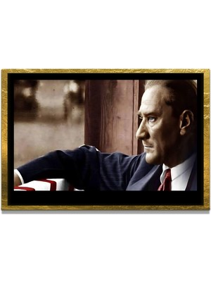 Marsilyan Yapay Zeka ile Yenilenmiş Atatürk Fotoğrafları Siyah Beyaz Cam Tablo, 3D Dekoratif Baskı 812