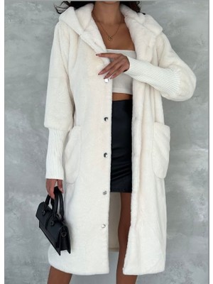 Kapüşonlu Tasarım Kürk Kaban