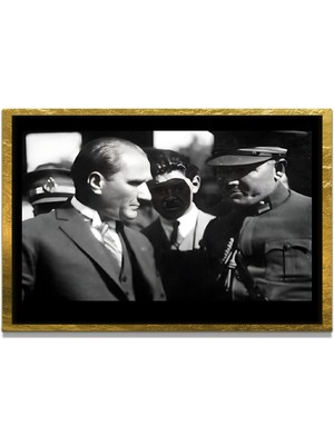 Marsilyan Yapay Zeka ile Yenilenmiş Atatürk Fotoğrafları Siyah Beyaz Cam Tablo, 3D Dekoratif Baskı 581