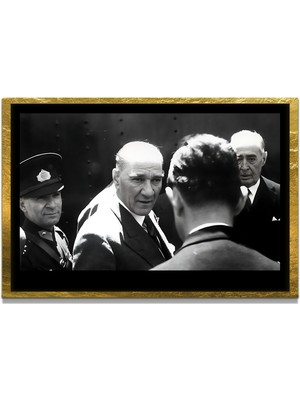 Marsilyan Yapay Zeka ile Yenilenmiş Atatürk Fotoğrafları Siyah Beyaz Cam Tablo, 3D Dekoratif Baskı 43