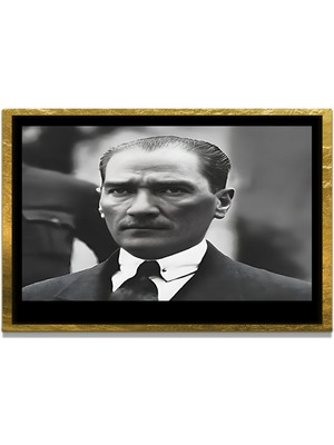 Marsilyan Yapay Zeka ile Yenilenmiş Atatürk Fotoğrafları Siyah Beyaz Cam Tablo, 3D Dekoratif Baskı 823