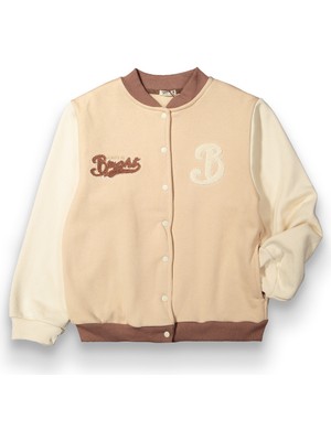 Harika Kids Kız Çocuk Basic Kolej Ceket-Hırka Pamuk Kumaş Orta Kalınlıkta Kahverengi Oversize Tasarım