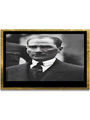 Marsilyan Yapay Zeka ile Yenilenmiş Atatürk Fotoğrafları Siyah Beyaz Cam Tablo, 3D Dekoratif Baskı 821