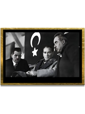 Marsilyan Yapay Zeka ile Yenilenmiş Atatürk Fotoğrafları Siyah Beyaz Cam Tablo, 3D Dekoratif Baskı 727