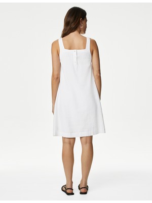 Marks & Spencer Regular Fit Mini Keten Elbise