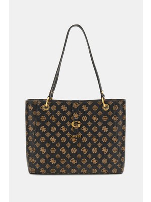 Guess Kadın Kuba ve Peony Logolu Shopper Çanta - Kahverengi