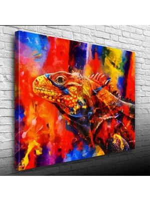 Pazarella Rengarenk Iguana Kanvas Tablo 50 X 70