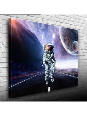 Pazarella Uzayda Astronot Ve Gezegenler Kanvas Tablo 50 X 70