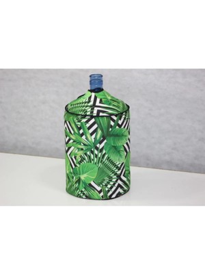 Yeşil Zikzak Yaprak Desenli Damacana Kılıfı