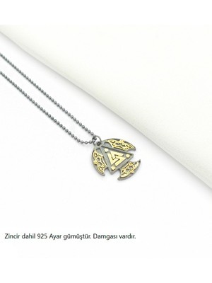 Brezza Lusso Jewelry Antik Germen Valknut Erkek Gümüş Kolye