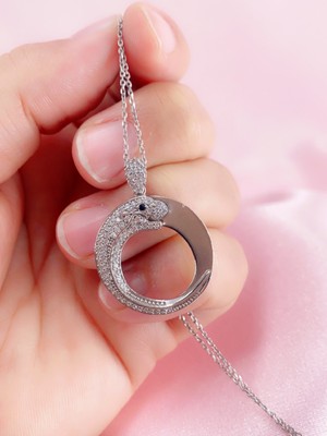 Neva Jewelry Taşlı Yuvarlak Yılan Kolye