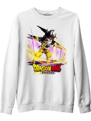 Dragon Ball Daima Yıldız Beyaz Erkek Kalın Sweatshirt