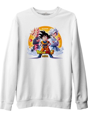 Dragon Ball Daima Ateş Topu Beyaz Erkek Kalın Sweatshirt