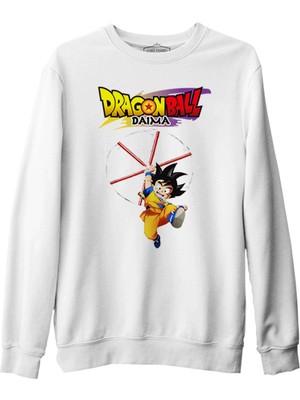 Dragon Ball Daima Ki Beyaz Erkek Kalın Sweatshirt