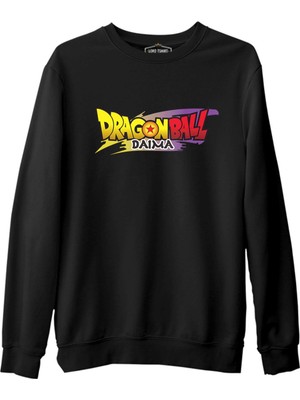 Dragon Ball Daima Logo Siyah Erkek Kalın Sweatshirt
