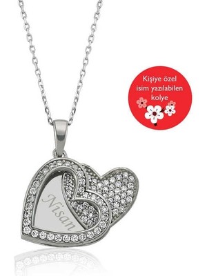 Cey jewelry Gümüş Isimli Kalp Bayan Kolye