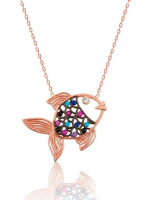Cey jewelry Gümüş Balık Bayan Kolye