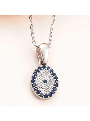 Cey jewelry Gümüş Oval Nazar Kadın Kolye
