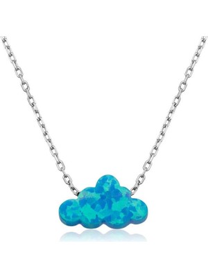 Cey jewelry ​gümüş Mavi Opal Taş Bulut Bayan Kolye
