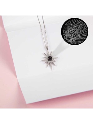 Cey jewelry Gümüş 100 Dilde Seni Seviyorum Kutup Yıldızı Kadın Kolye