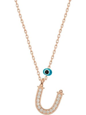 Cey jewelry Gümüş Nazar Rose Ü Harfi Kadın Kolye