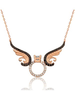 Cey jewelry Gümüş Tek Taş Melek Bayan Kolye