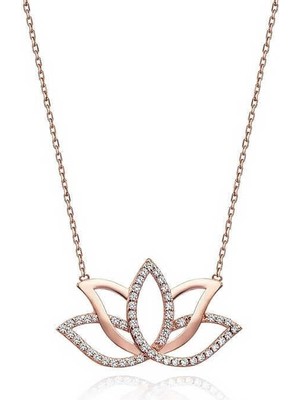 Cey jewelry Gümüş Rose Lotus Çiçeği Kolye